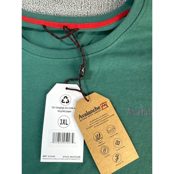 NWT Avalanche Long Sleeve Shirt Wind Resistant Crewneck Green Size 3XL - Picture 4 of 9